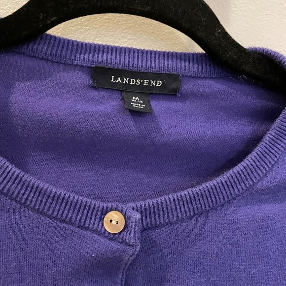 Lands' End Cardigan Sweater Size Medium 10/12 Women's Long Sleeve Purple Stretch - Picture 4 of 5